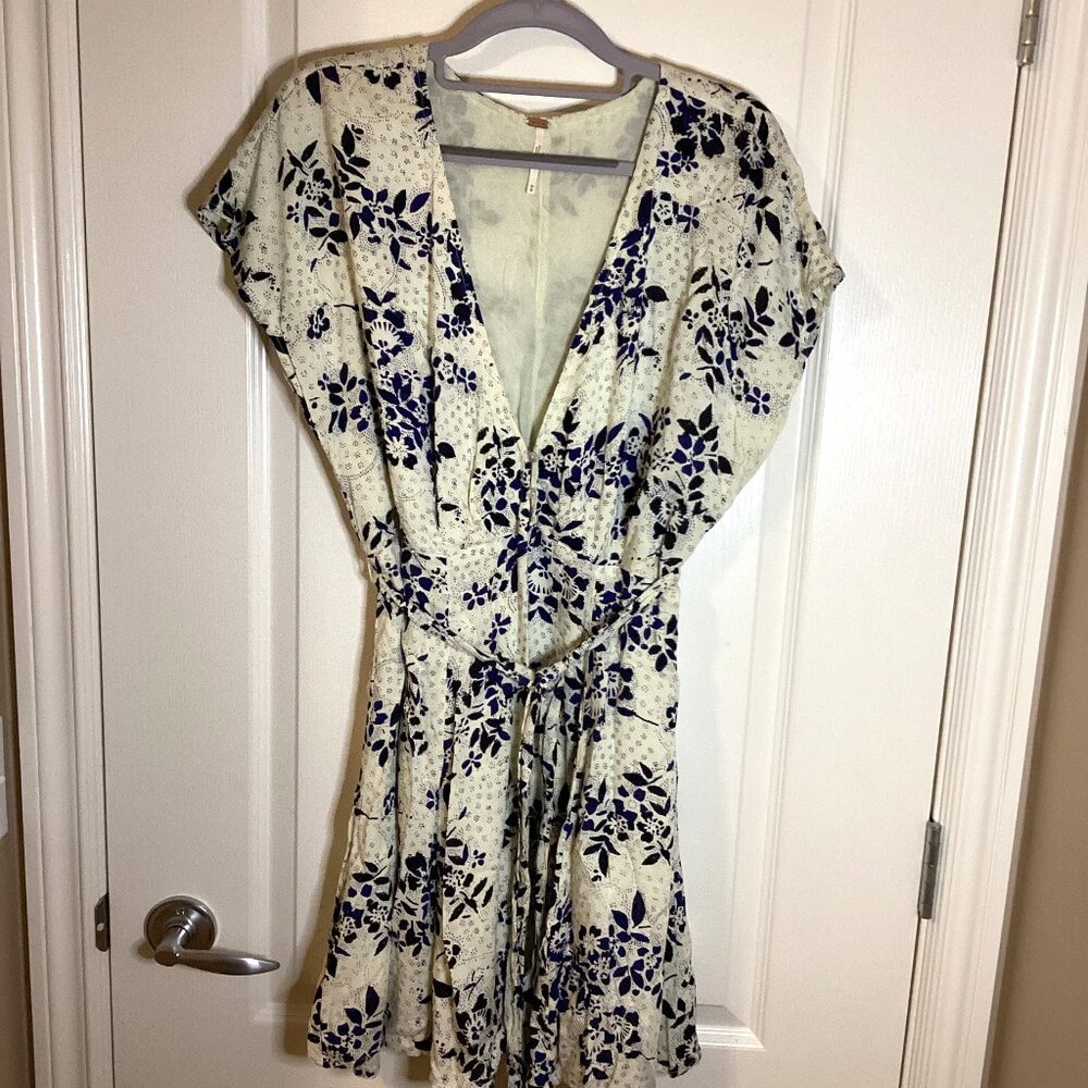 Free People Women's Freddy Tie Mini Dress Short Sleeve Size M